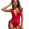 2026 Fashionable and Sexy New Solid Color One-piece Swimsuit Women's Drawstring Slimming Swimsuit