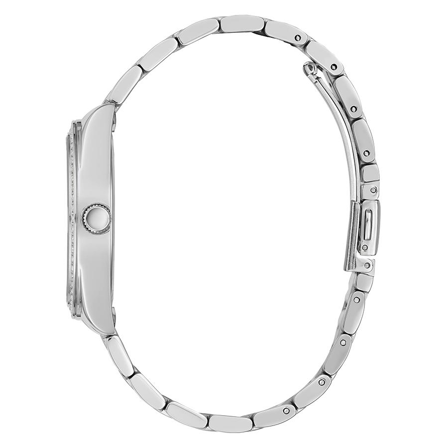 Guess Luna Diamonds Blaues Zifferblatt Silbernes Stahlarmband Quarz-Armbanduhr für Damen - GW0307L1