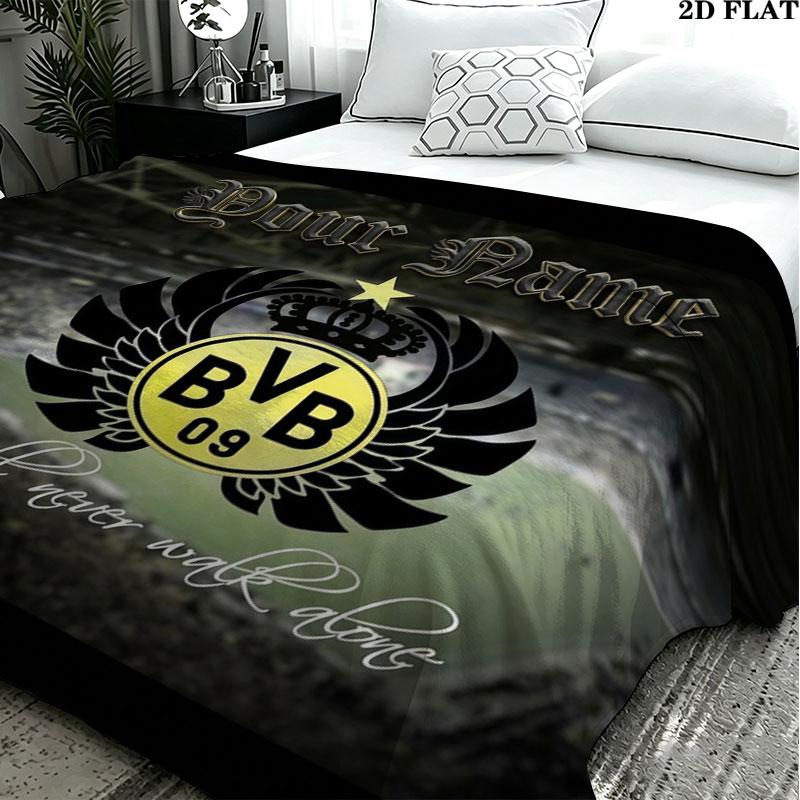 1PC Borussia Custom Name Patterned Flannel Blanket Suitable For All Seasons for Home Decor Warmth and Comfort Gifts Holiday Present