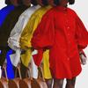 2021 Women's Solid Color Shirt Dress - European and American Fashion