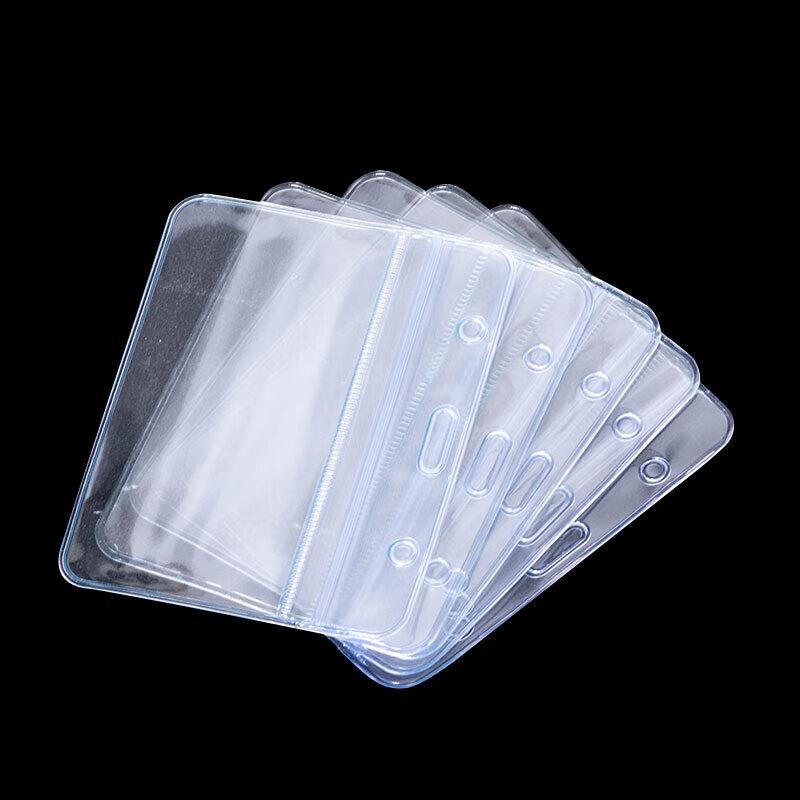 JINGRUIXIANG PVC Transparent Horizontal ID Badge Holders (20 Pack)