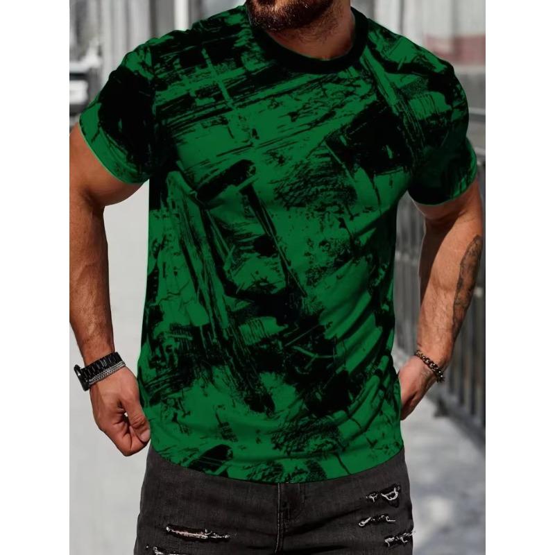 Vintage Tryckdesign Herr T-shirt Sommar Utomhus Herr Kortärmad Trendig Casual Herrkläder Mode Andningsbar Herrtopp