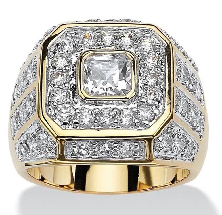 Cross-Border European & American Men's Zircon Diamond Hip-hop Luxury Ring