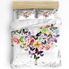 Colorful Butterfly Heart-Shaped 3pcs Bedding Set For Bedroom Double Bed Home Textile Duvet Cover Quilt Cover Pillowcase