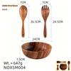 Teak & Acacia Wood Salad Bowl Set with Spoon and Hook