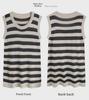 Women's Ice Silk Striped Knit Camisole Dress - Sleeveless, Loose Fit, Mid-Length Summer Style