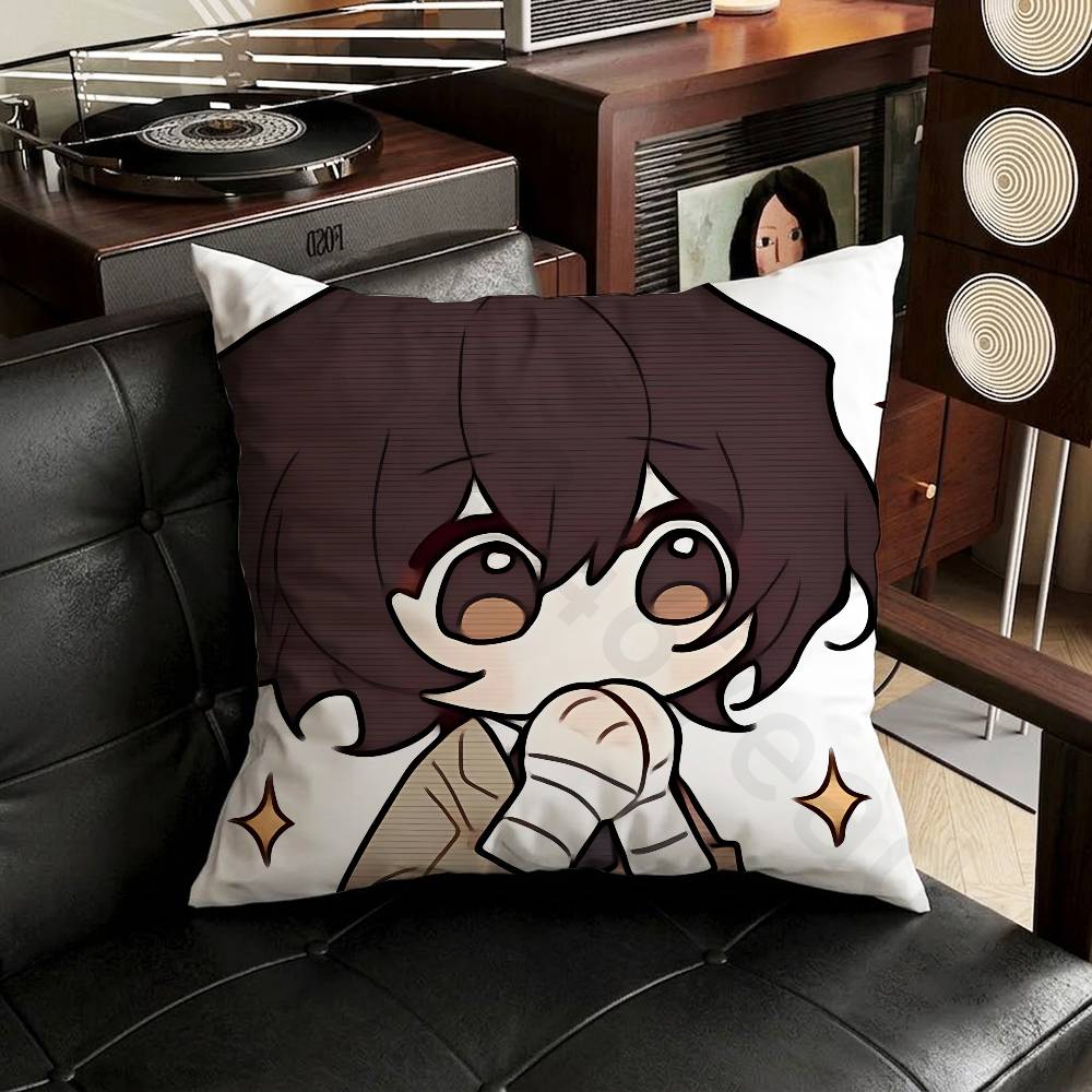 Cartoon Character Dazai OOsamu Pillow Case Sofa Living Room Bedroom Headboard Backrest Cushion Square Cushion Nap Time