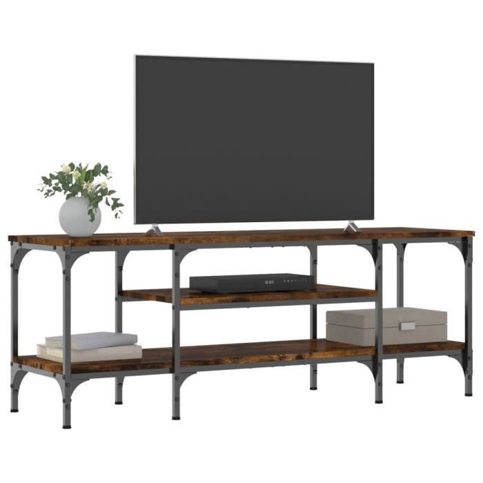 VidaXL TV Cabinet Smoked Oak 121x35x45 Cm Engineered Wood and Iron 831805