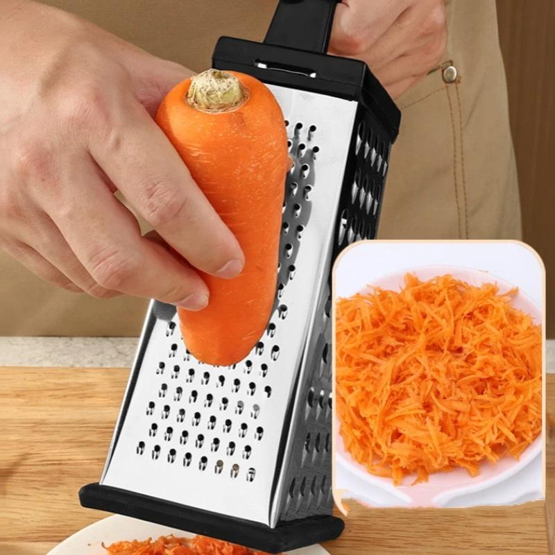 Stainless Steel Box Cheese Grater With Container 4 Sides Box Grater Handheld Kitchen Food Shredder For Vegetable Ginger Cutter
