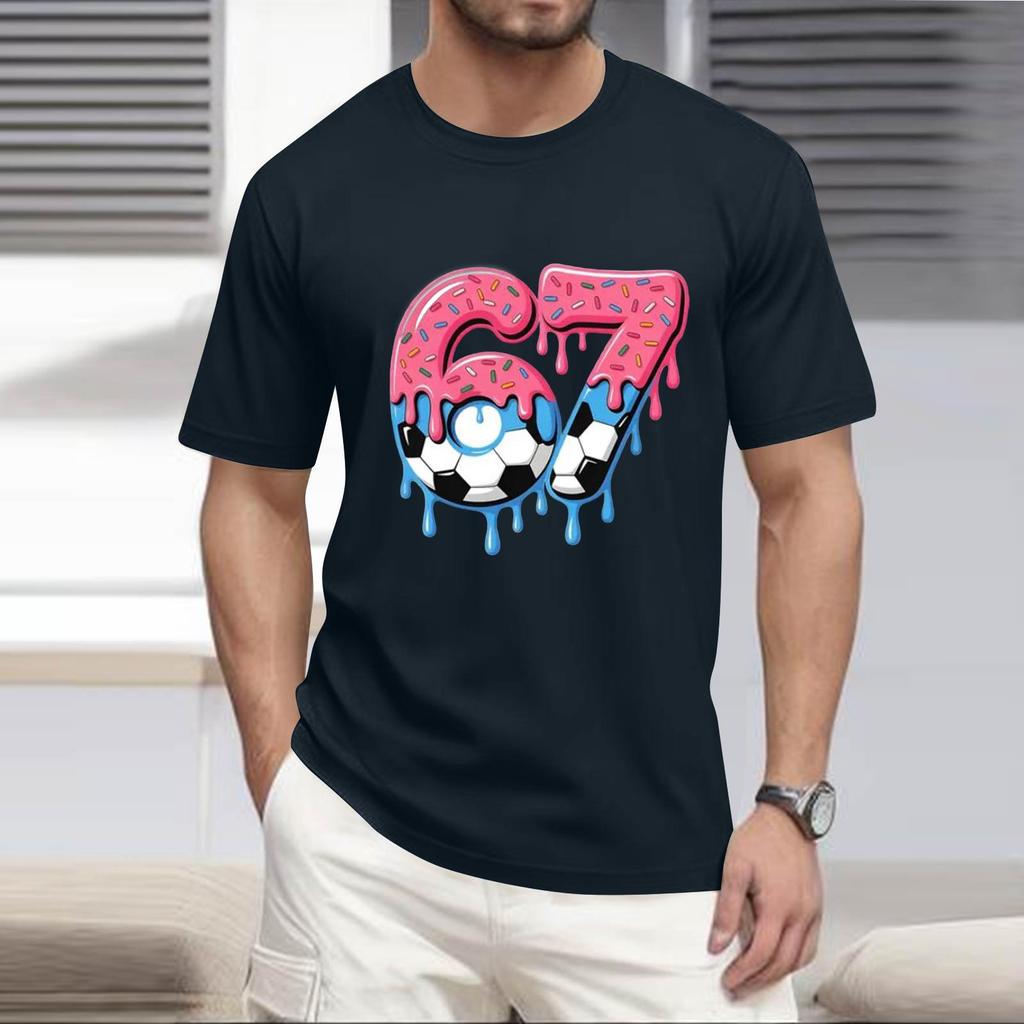 Men's Popular T-shirt Printed Round Neck Short Sleeve T-shirt