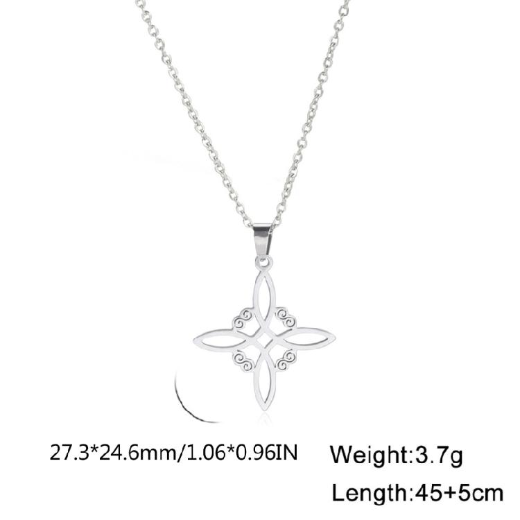 Stainless Steel Witchcraft Clavicle Chain Celtic-Witch-Knot Pendant Choker Chain