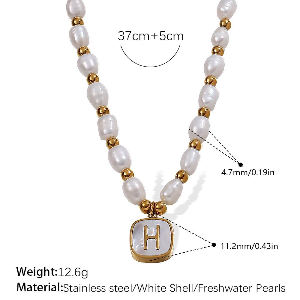 Non-beaded Freshwater Pearl Pendant Necklace Stainless Steel Gold-plated Necklace Light Luxury Jewelry