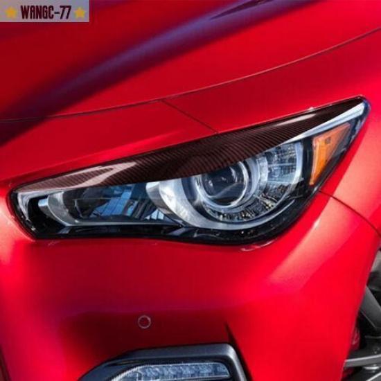 Car Headlamp Carbon Fiber Eyelashes Sticker Decor For 2014-20 INFINITI Q50