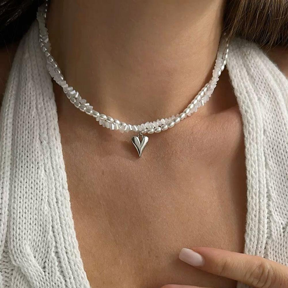 Mode Kvast Kæde Vedhæng Halskæde Til Kvinder Boho Gennemsigtig Krystal & Imitationsperle Kæde Smykker Valentinsgave N0538