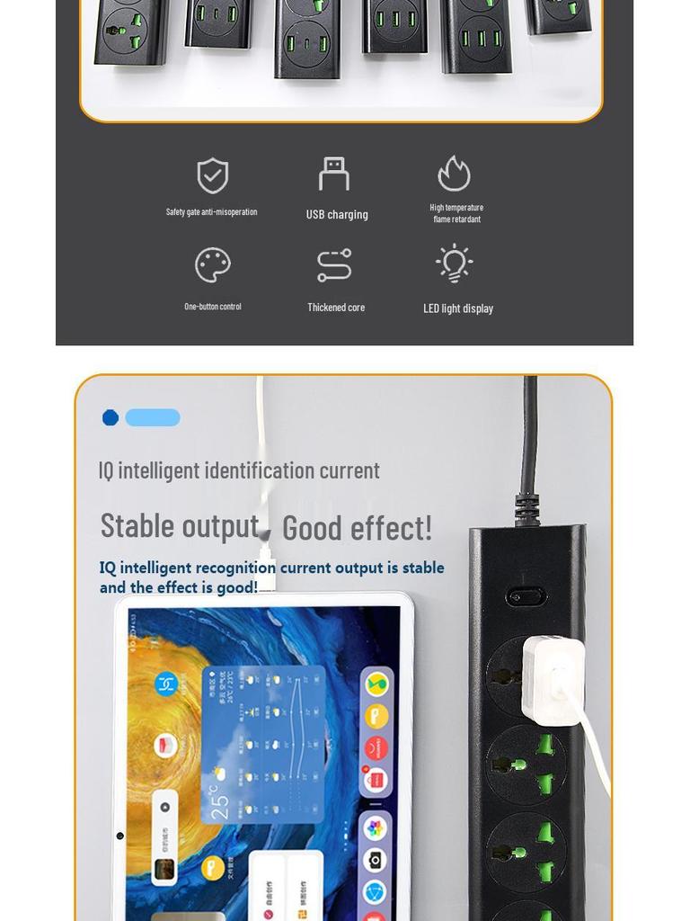 Universelle Europäische Steckdosenleiste mit USB, Britischer & Deutscher Standard, Intelligente Kleine Südafrikanische Steckdose