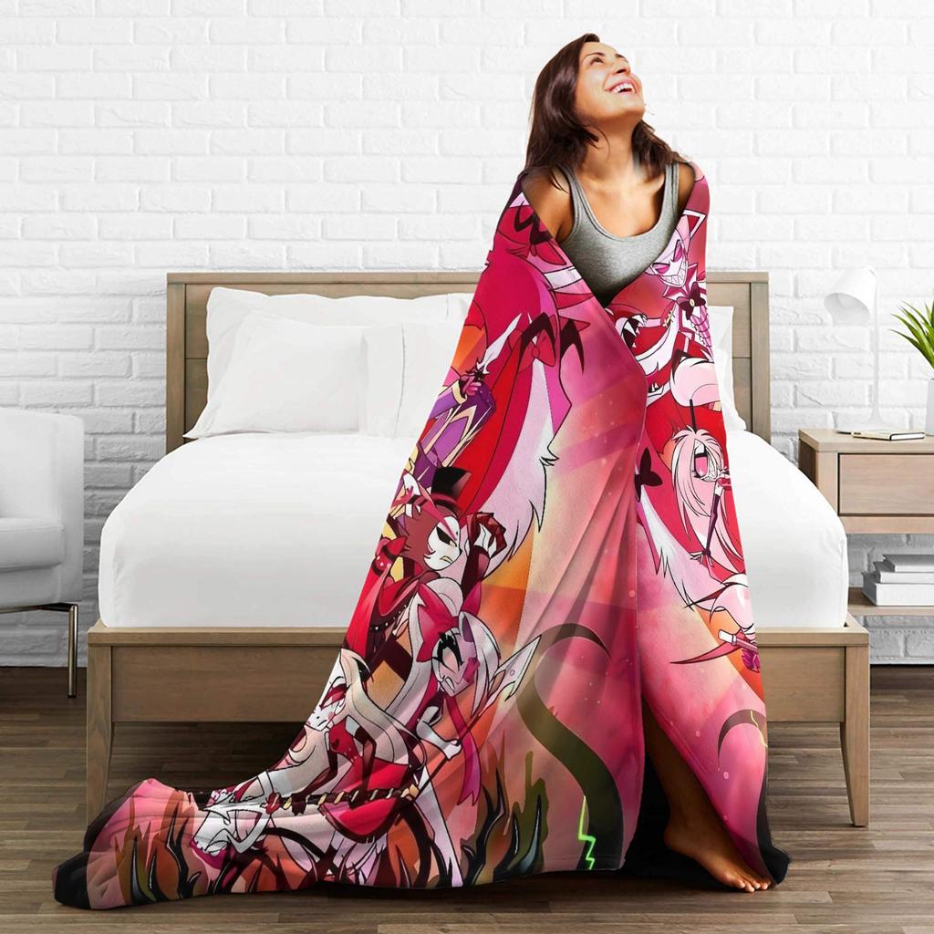VOX H-Hazbin Hotel Alastor Game Blankets  Warm Soft Pattern Plush Throw Blanket For Outdoor Travel Flannel Bedspread Bed Cover