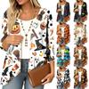 Women's Casual Loose Fit 3/4 Sleeve Lightweight Cardigan with Halloween Print for