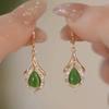 Summer Green Flower Fashionable and Elegant Earrings Temperament Versatile Sweet Stud Earrings Atmospheric Fresh Earrings