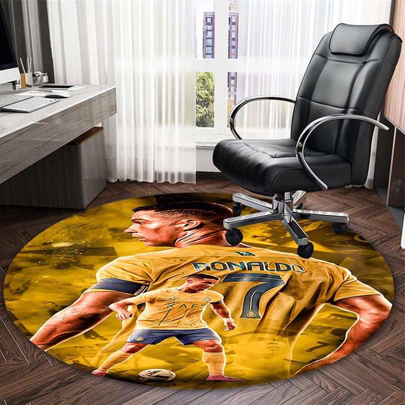 1pc Soccer 7 (4) Print Round Carpet Chair Round Carpet Suitable for Bedroom Living Room Home Decorative Carpet