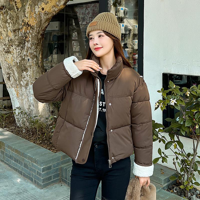 European Cuffs and Leather Lamb Wool Cotton Clothes Women's Winter New Thickened Stand-up Neck Warm Bread Clothes Jacket