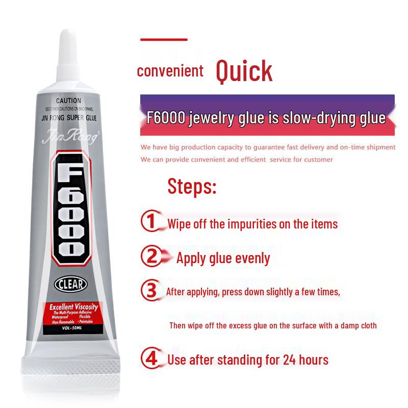 Jinrong F6000 Rhinestone & Mother-of-Pearl Jewelry Glue, 120ml - Universal DIY Craft Adhesive