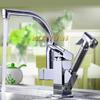 Pull Out Kitchen Faucet Chrome Plated Finish Dual Sprayer Nozzle Cold Hot Water Mixer Brass Bathroom Faucet Torneira Cozinha