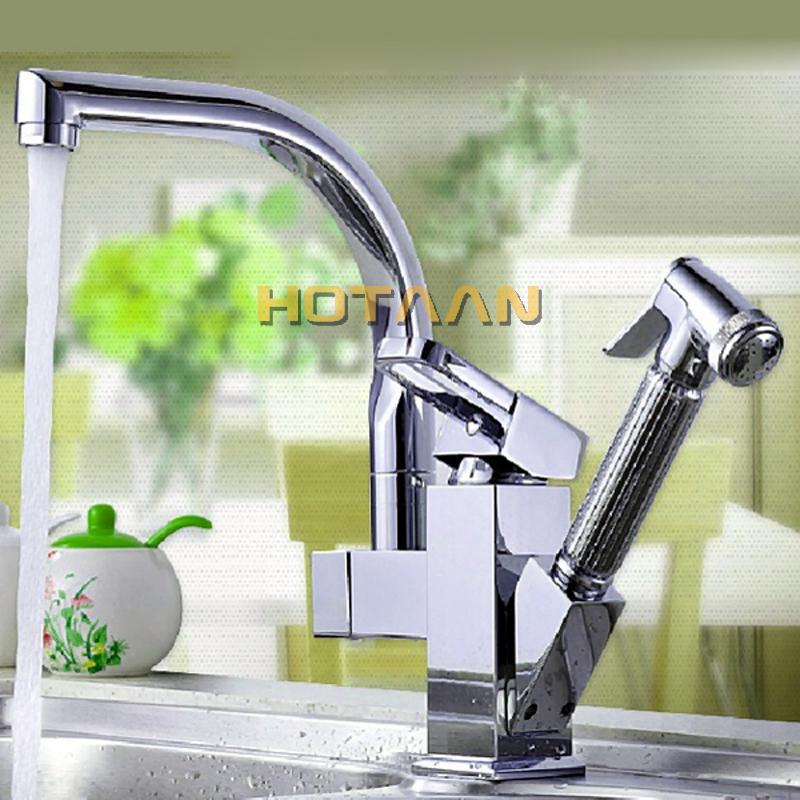 Pull Out Kitchen Faucet Chrome Plated Finish Dual Sprayer Nozzle Cold Hot Water Mixer Brass Bathroom Faucet Torneira Cozinha