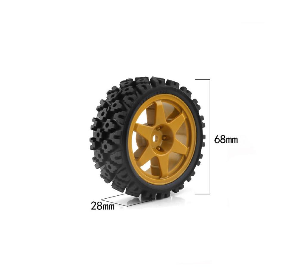 SHEAWA 110 RC Car Tires and Wheel Rims (4 Pieces) Accessories Compatible with Kyosho FW06, Tamiya TT01TT02, XV-01, Etc.