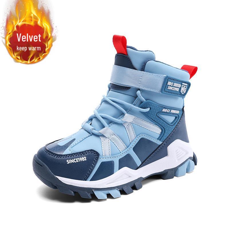 Children's Thickened High-Top Snow Boots for Boys - Warm, Cotton Lined, Cold-Proof Winter Shoes.