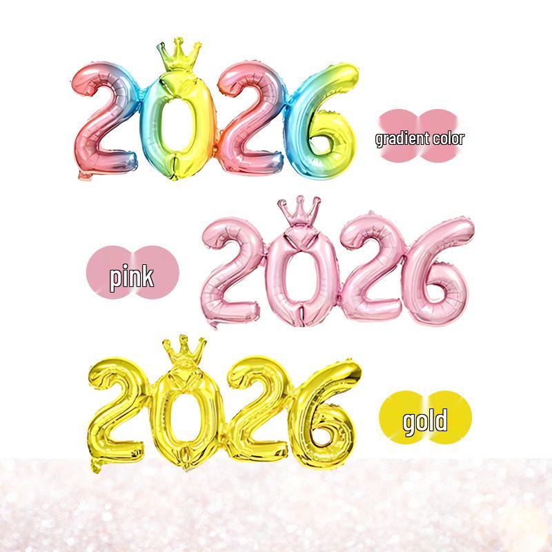 2026 Digitální Nový rok Korunový Kombinéza & Balónová Párty Dekorace Sada