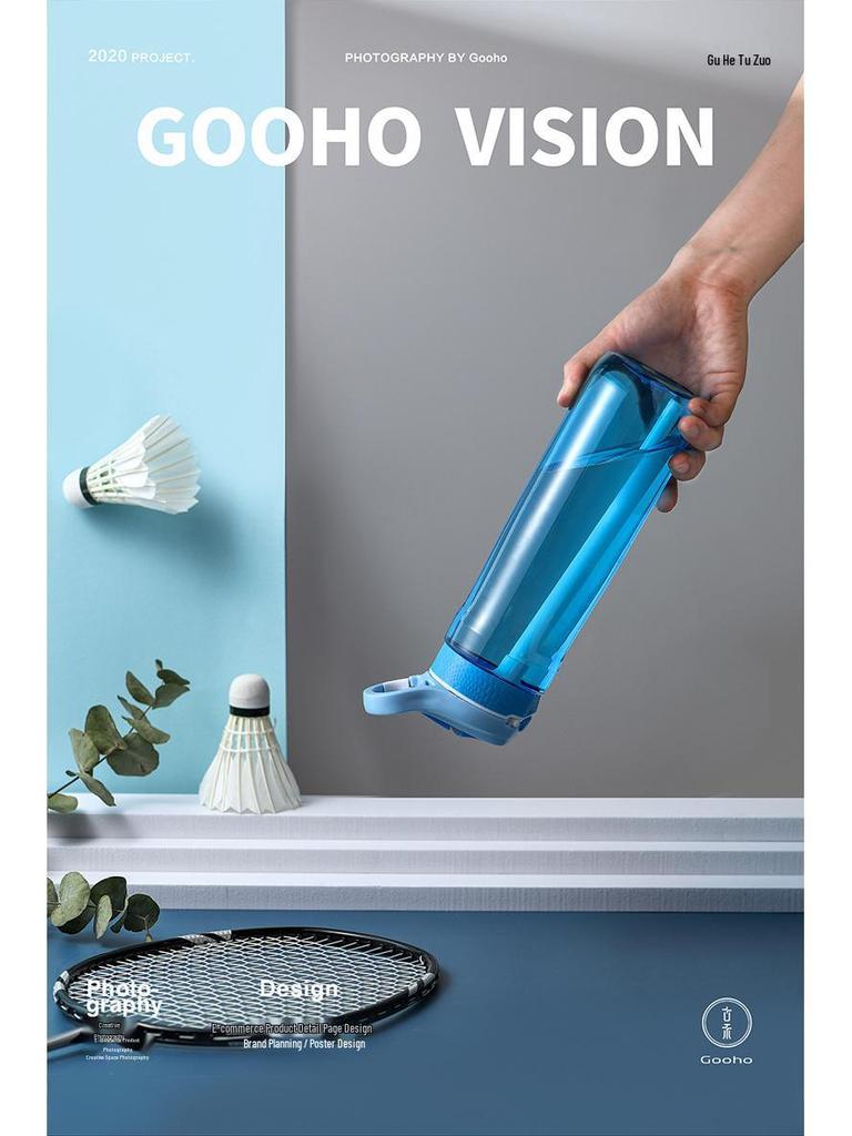 Tritan Large Capacity Portable Sports Water Bottle with Straw - Stylish Plastic Cup for Adults.