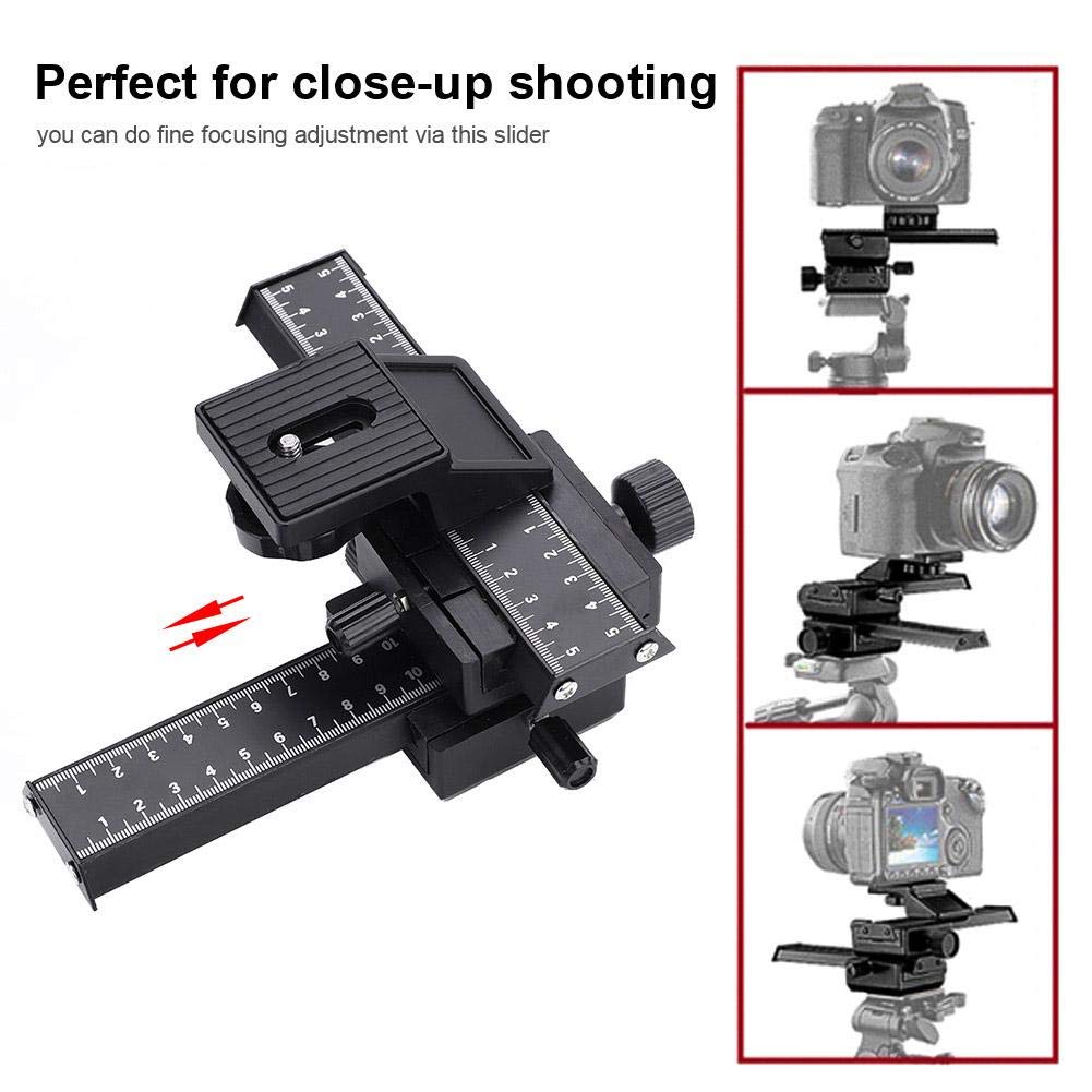 Elerose Macro Focus Rail, 4-Way Macro Focus Rail Slider with 1/4" Mounting Screw for Close-Up Photography