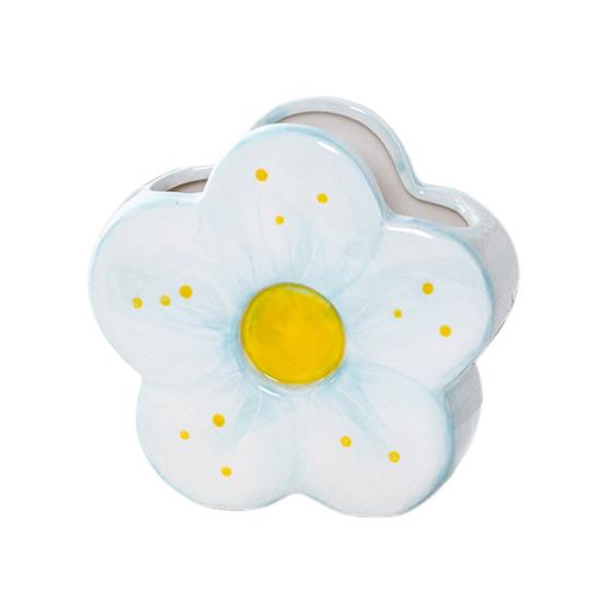 Ceramic Flower Pen Holder Cute Desk Office Storage Box Stationery Shelf Multifunctional Aesthetic Desktop Organizer for Makeup Tools Rulers Brushes