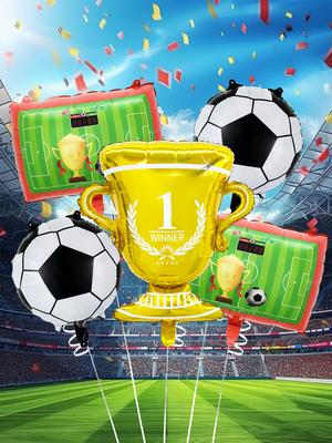 5pcs Football Party Balloons Set Suitable for Soccer Matches Birthday Party Decorations Sports Soccer Themed Party Supplies,
