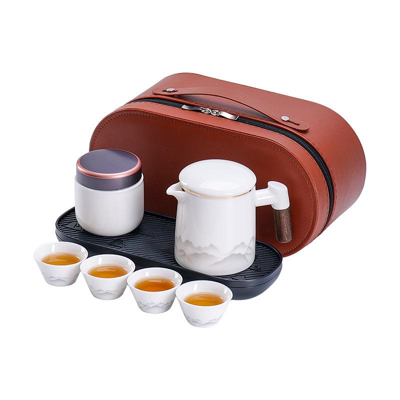 Travel Kung Fu Tea Set Outdoor Portable One Pot Four Cups Office Household Tea Ware Company Anniversary Event Gifts