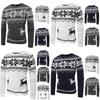 Gemütlicher und weicher Herren-O-Ausschnitt-Pullover mit festlichem Hirsch-Druckdesign für Weihnachtsfeiern