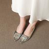 Temperament rhinestone flat shallow single shoes women's new inner height-increasing commuting shoes one pedal Doudou shoes