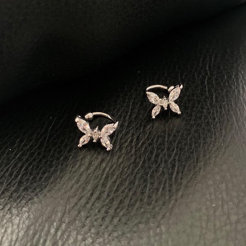 Zircon Butterfly Ear Cuff for Non-Pierced Ears - Elegant Forest Style