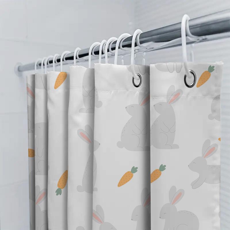 Bunny Rabbit Carrot Bathroom Shower Curtain Decorative Waterproof Fabric Home Decoration Modern White Design Sale!