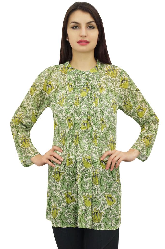 Phagun Women's Purple Floral Digital Printed Georgette Casual Tunic Top