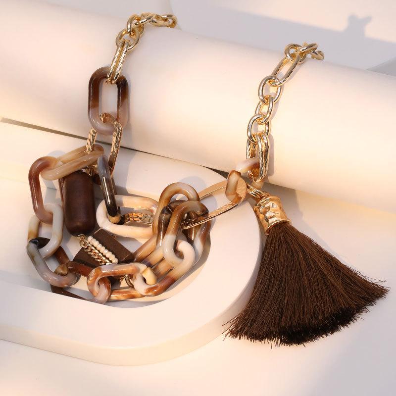 Акриловый набор: ожерелье и серьги с бахромой, популярное женское ожерелье.