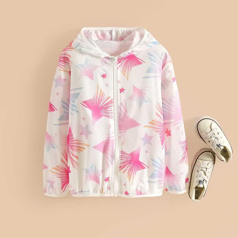 Xiaohu Patty Kids Pink Star Hooded Lightweight Summer Jacket 130