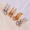 Qiong Yao 18K Gold Plated Zircon Star Pendant Stainless Steel Earrings