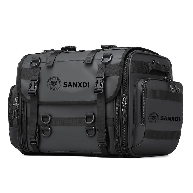 SANXDI Μεγάλη Μοτοσυκλετιστική Πίσω Σχάρα Πλαϊνών Αποσκευών - Επεκτάσιμη, Τσάντα Ουράς για Ταξίδια Μεγάλων Αποστάσεων