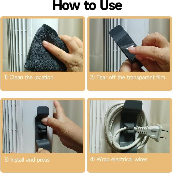 8PCS Cord Organizer for Appliances, Upgraded Stick On Appliance Cord Holder and Wrapper, Kitchen Cord Bundler Organizer for Coffee Maker, Blender,