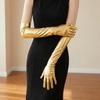 Solid Color Long Gloves Hip Hop Etiquette Mittens Fashion Patent Leather Gloves  Photography Props