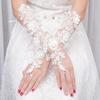 Luvas Longas de Renda Femininas Luvas de Noiva Sem Dedos com Alças para Dedos Pérolas Artificiais Elegantes Acessório de Luvas de Casamento para Chá da Tarde Baile Ópera Noite