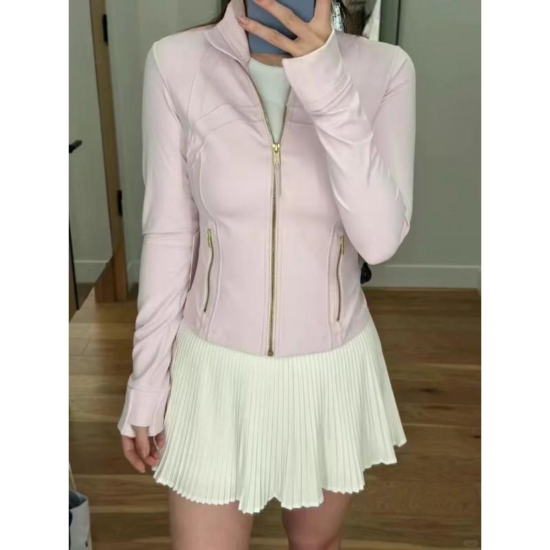 Womens Slim Fit Short Jacket Gold Zipper Yoga Fitness Activewear