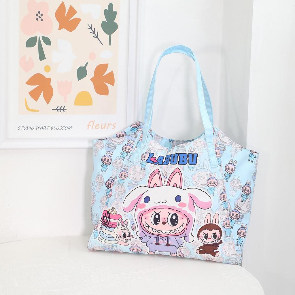 Labubu Cartoon Pop Mart Large Capacity Mummy Shoulder Bag - Portable, Casual Storage for Outings