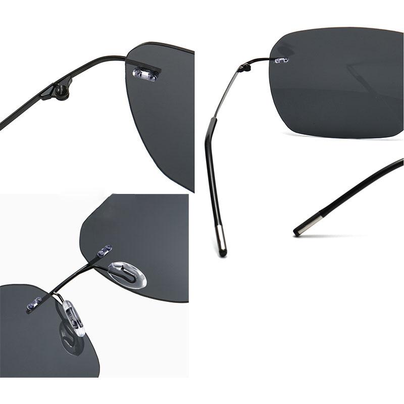 Non-polarized Men Ultralight Rimless Square Sunglasses Fashion Women Lightweight Driving Sun Glasses